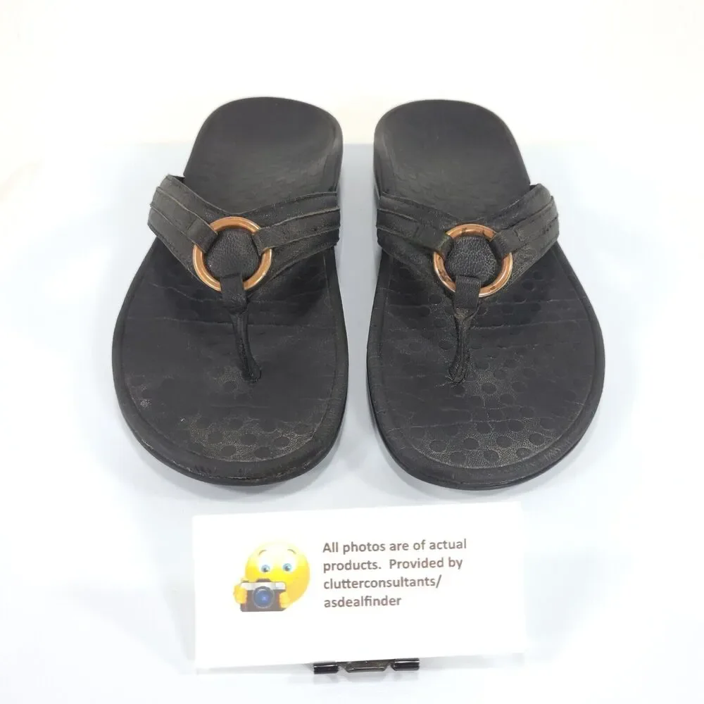 Vionic Tide Aloe Slip On Flip Flop Sandals Womens Size 6 TVW5366 Black